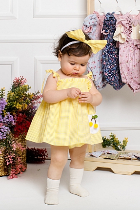JBK BABY FUNDA - Yellow Cherry Baby Girl Dress 3-Pieces
