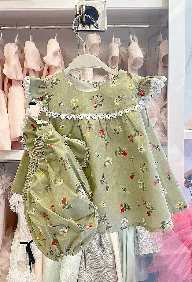 BABY YESIM - Green Baby Girl Dress 3-Pieces