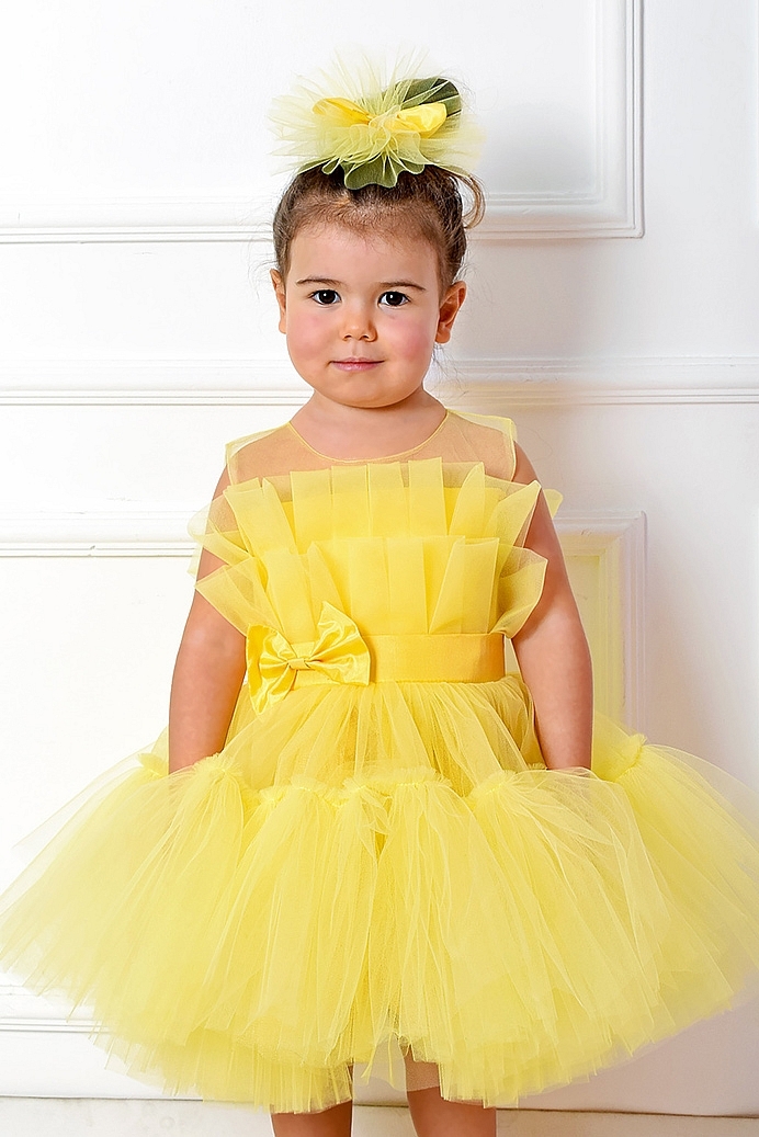 BERNA - Soft Color Options Tutu Girls Dress & Hair Clip 