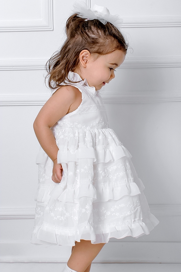 Derin - White Baby Girl Dress With Hair Accessory
