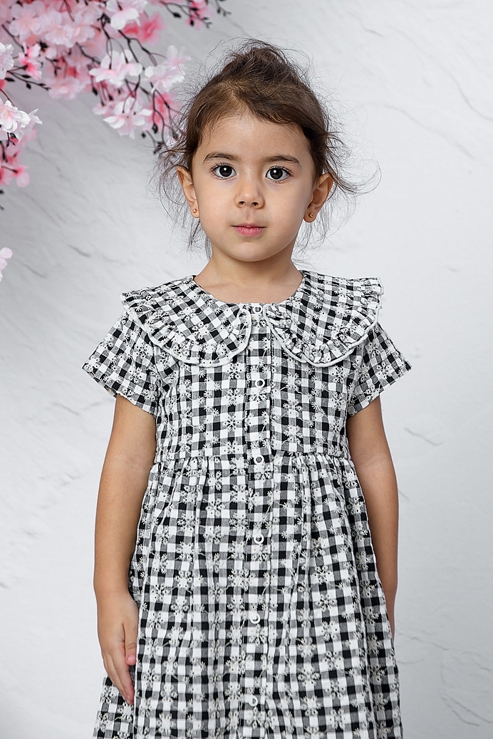 Eda - Daily Black White Baby Girl Dress