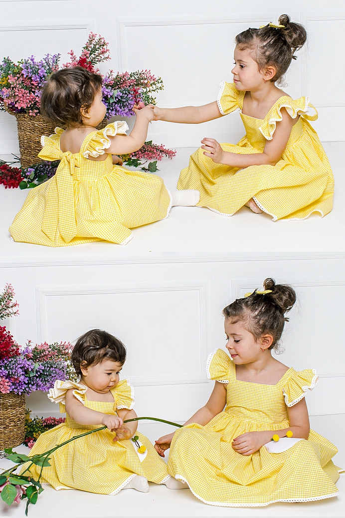 FUNDA - Yellow Cherry Baby Girl Dress With Hair Accessory