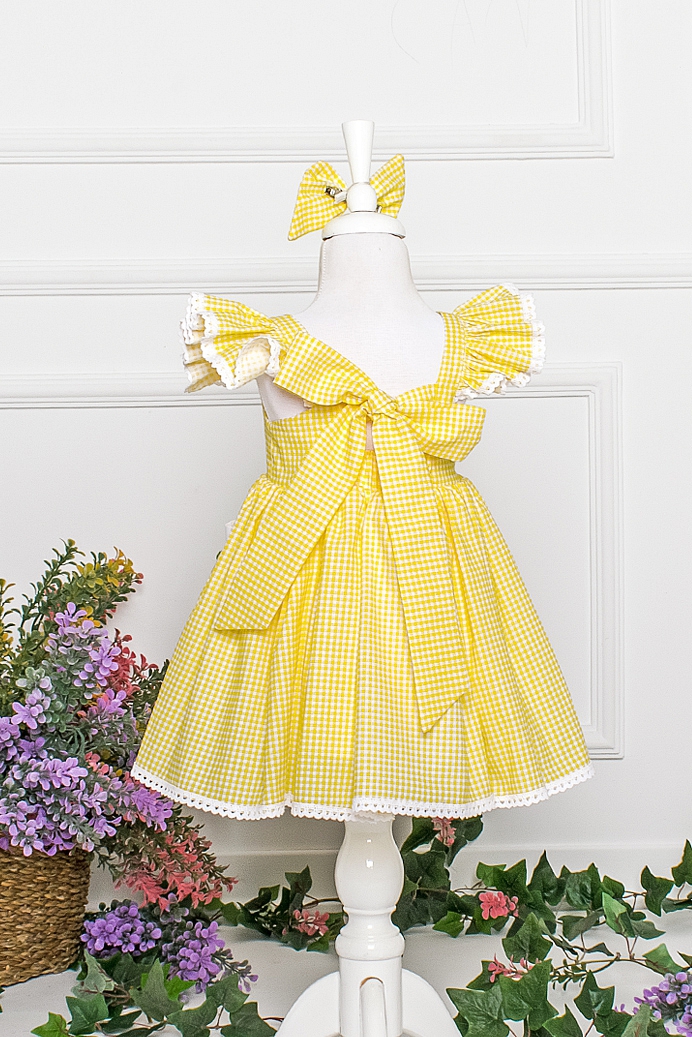 FUNDA - Yellow Cherry Baby Girl Dress With Hair Accessory