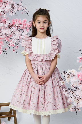 JBK NISAN - Pink Flower Baby Girl Dress With Hair Accessory satın al