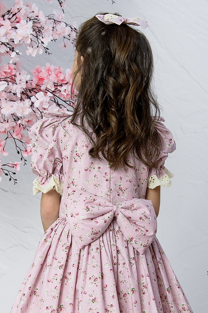 NISAN - Pink Flower Baby Girl Dress With Hair Accessory