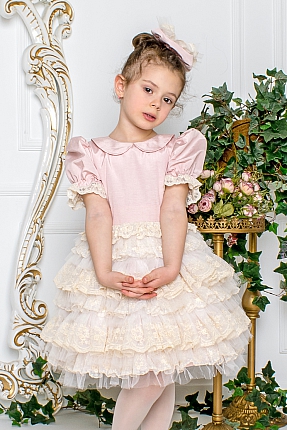 JBK OZLEM - Baby Girl Pink Exlusive Dress With Hair Accessory satın al