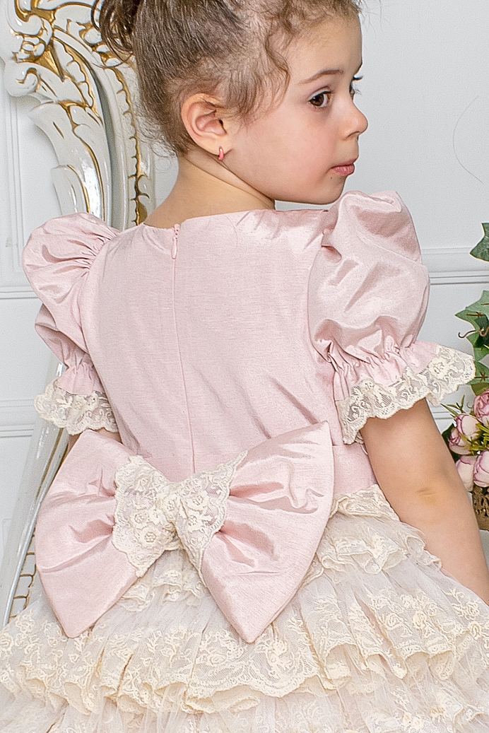 OZLEM - Baby Girl Pink Exlusive Dress With Hair Accessory