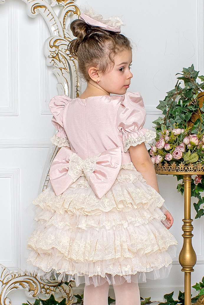 OZLEM - Baby Girl Pink Exlusive Dress With Hair Accessory