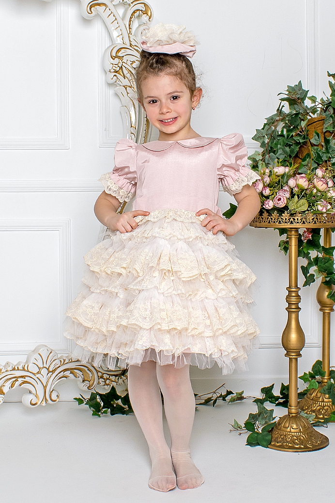 OZLEM - Girl Pink Exlusive Dress With Hair Accessory