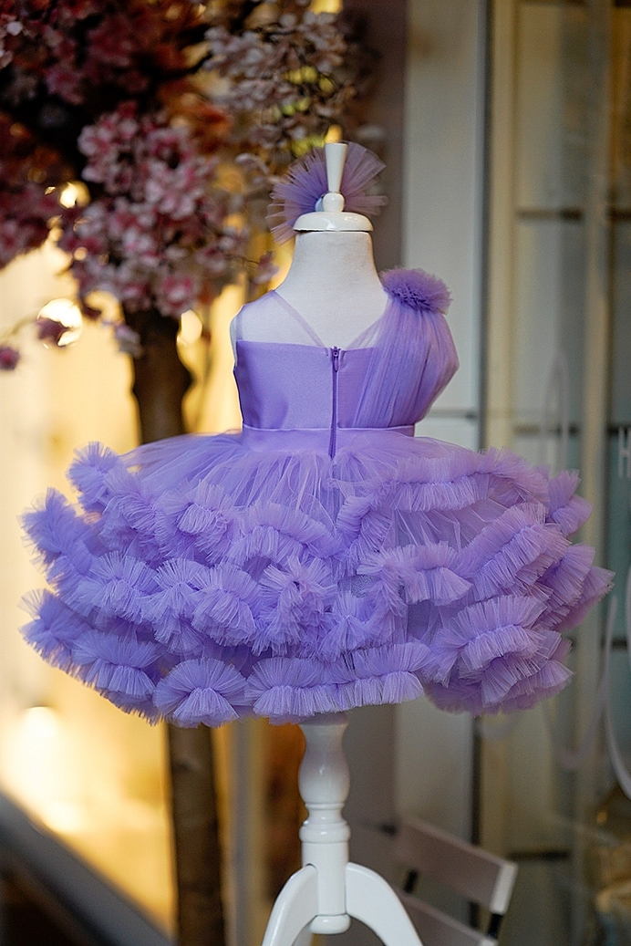 SİMGE - Color Options Baby Girls Dress with Voluminous Tutu Skirt & Hair Clip