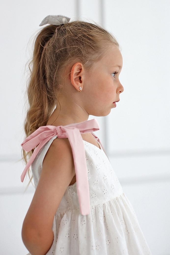 YELIZ - Pink Strap White Baby Girl Dress