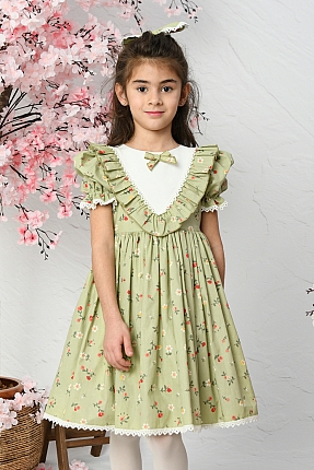 JBK Yesim - Green Girl Dress With Hair Accessory